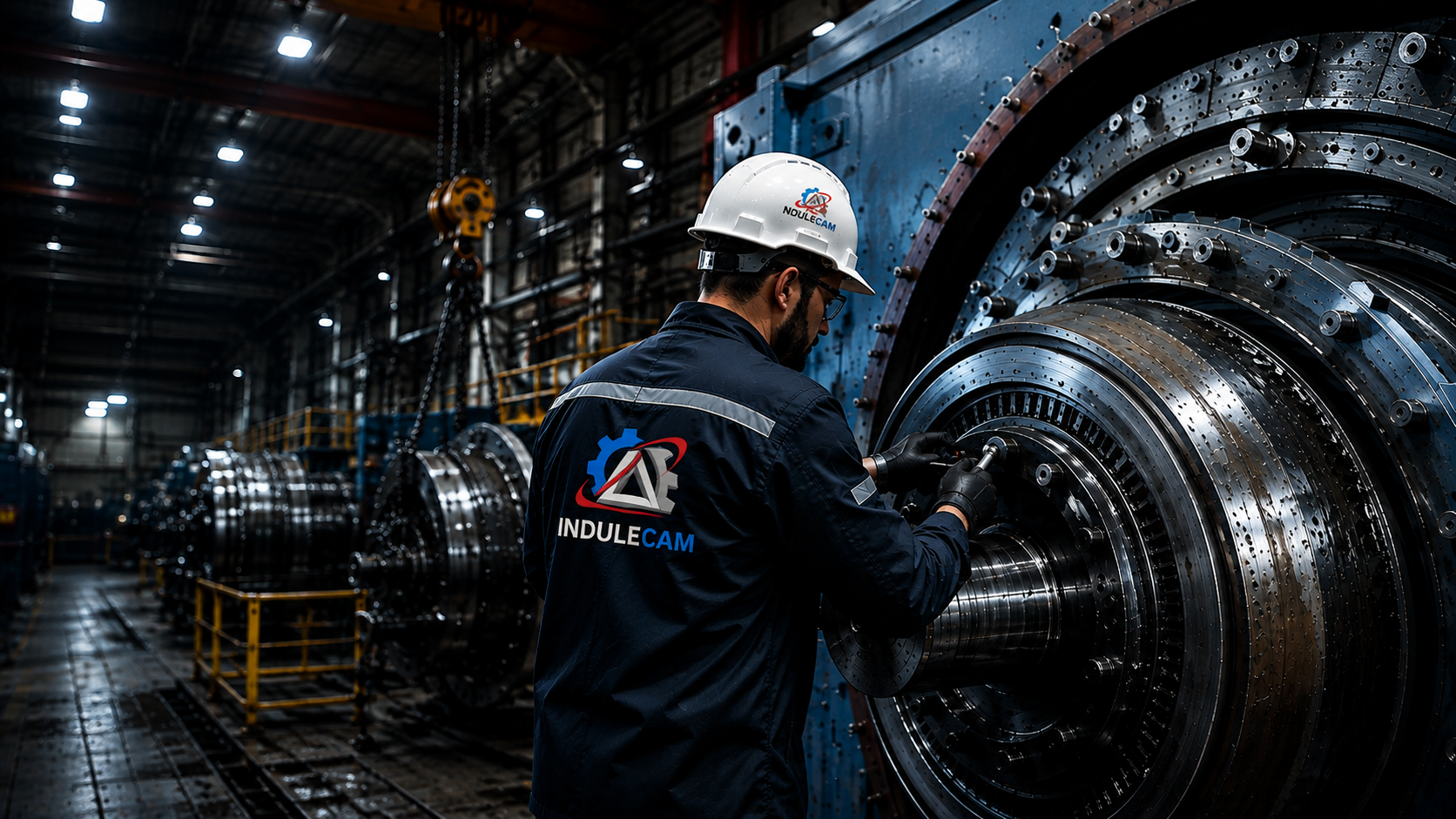 Technicien INDULECAM intervenant sur un équipement industriel en atelier